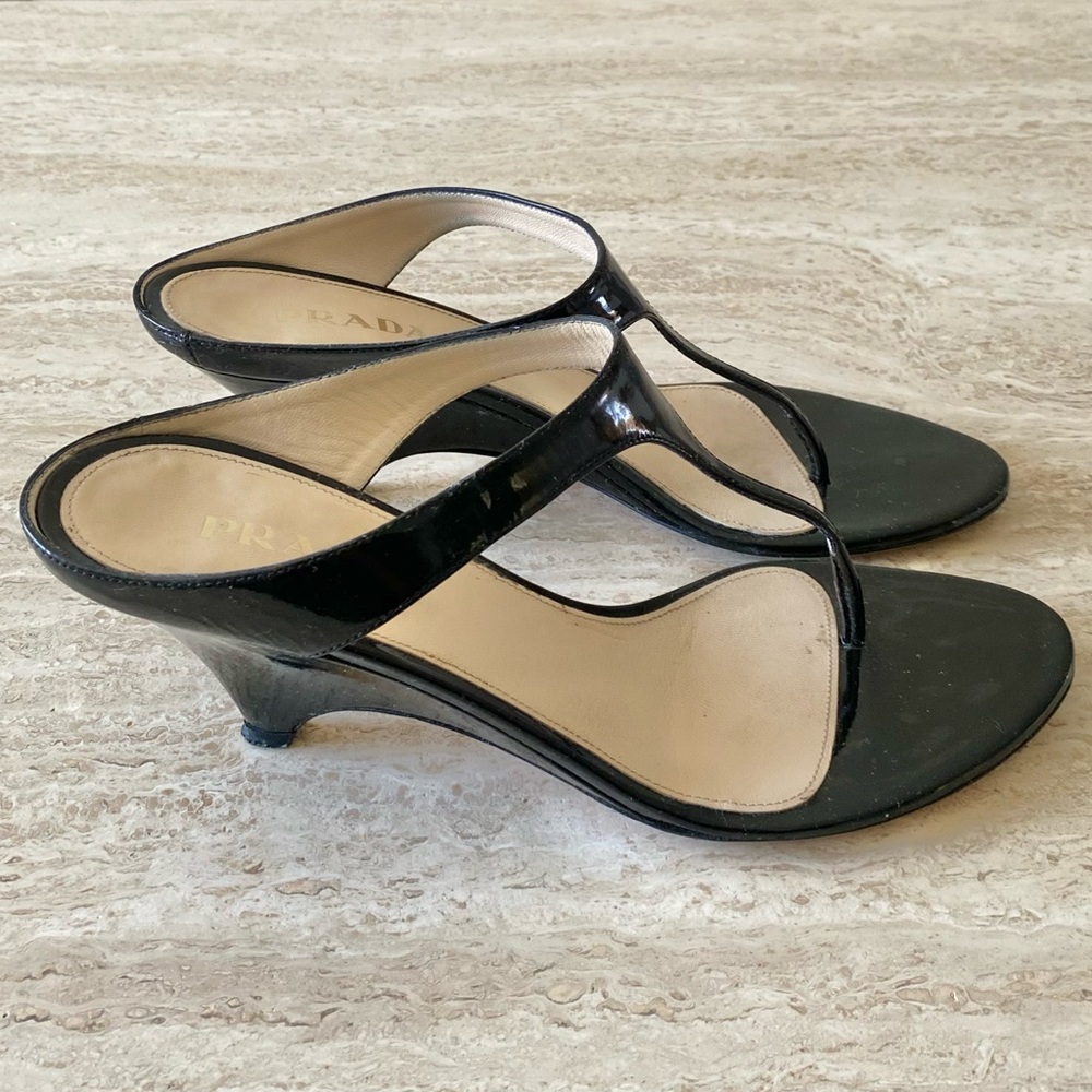 Vintage Prada Thong Sandal Wedge Heels - Picture 5 of 9